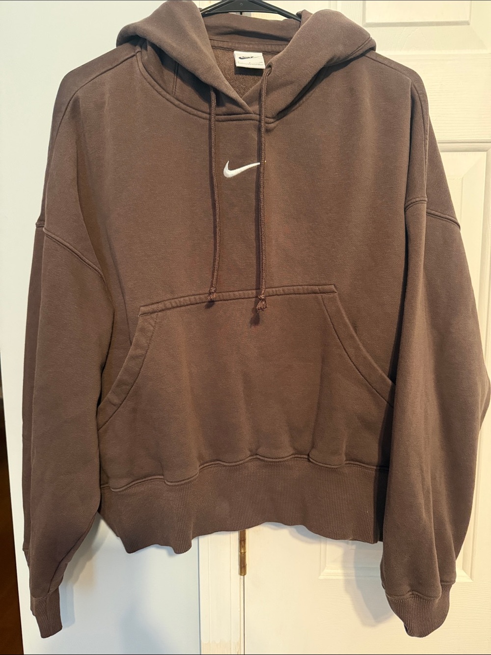 Nike Brown Pullover Hoodie with White Swoosh